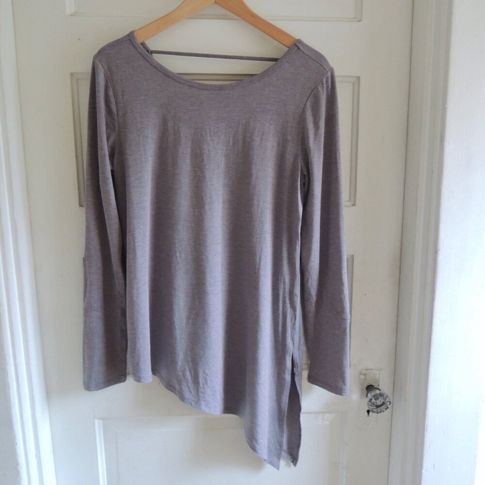 Prana Gray Olson Asymmetric Side Tie Top Tunic M